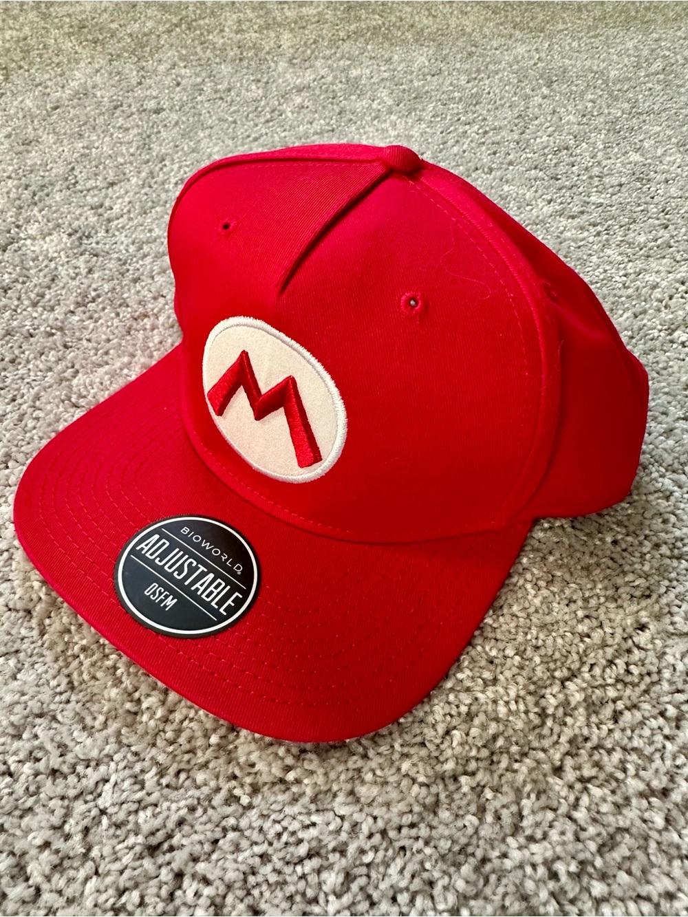 Super Mario Red Adjustable Snapback Hat with M Logo
